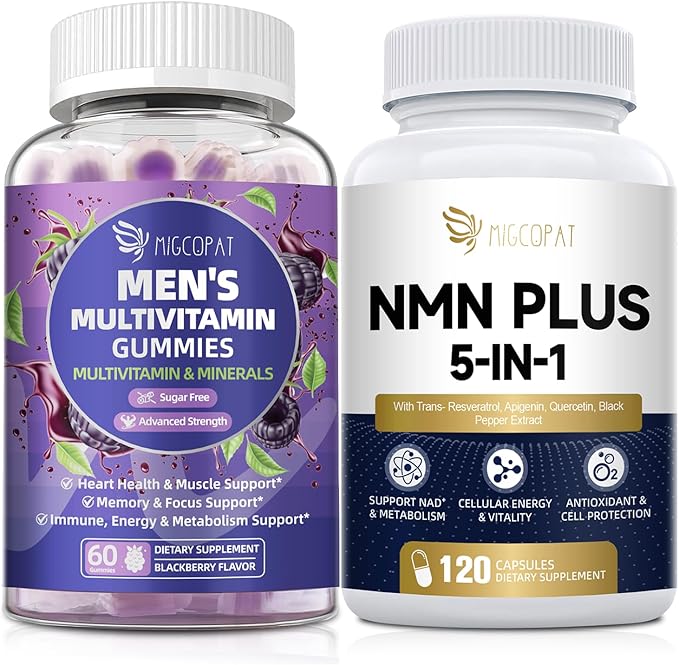Men’s Vitality Bundle – Multivitamin Gummies for Men + NMN 1000mg Cellular Energy Supplement
