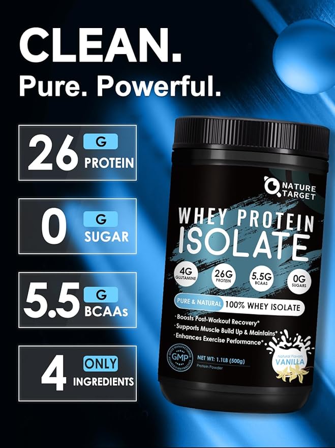 NATURE TARGET Pure Whey Protein Powder Vanilla 1.04LB(471g)