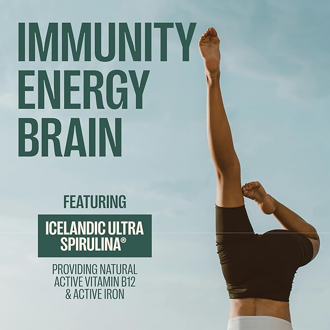 Orlo Immunity Boost Multivitamin for Adults with VIT B12 &amp B Vitamin Complex Vegan Vitamin D3 &amp Icelandic Ultra Spirulina – Fast-Absorbing Immune &amp Energy Support Mint Flavour 60 Servin