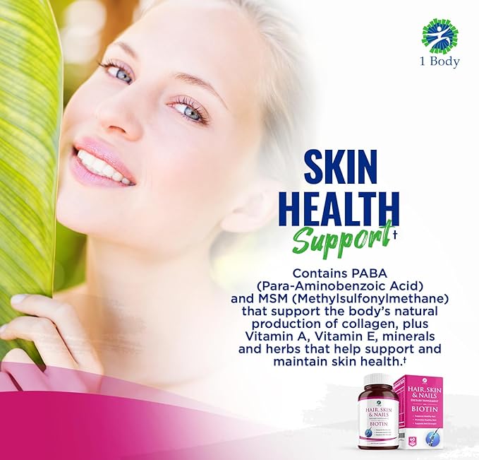 1 Body Hair Skin Nails Vitamin Complex with Biotin - Complete Formula with 26 Essential Vitamins for Men &amp Women - 3 Pack