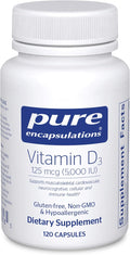 Pure Encapsulations Vitamin D3 125 mcg (5000 IU) - Supplement to Support Bone Joint Breast Heart Colon and Immune Health* - with Vitamin D - 120 Capsules