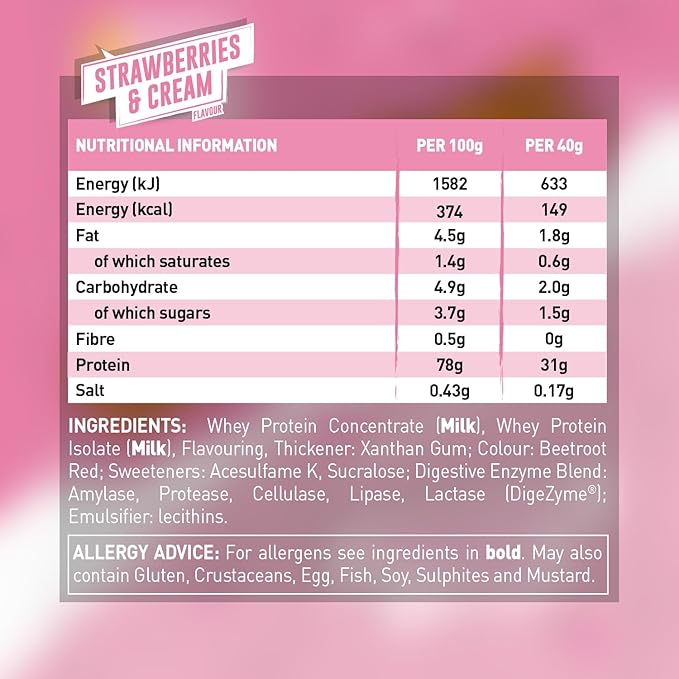 Grenade Whey Blend High Protein Powder Low Sugar with 30g Protein per Serving (50 Servings) - Strawberries &amp Cream 2 kg (Pack of 1)