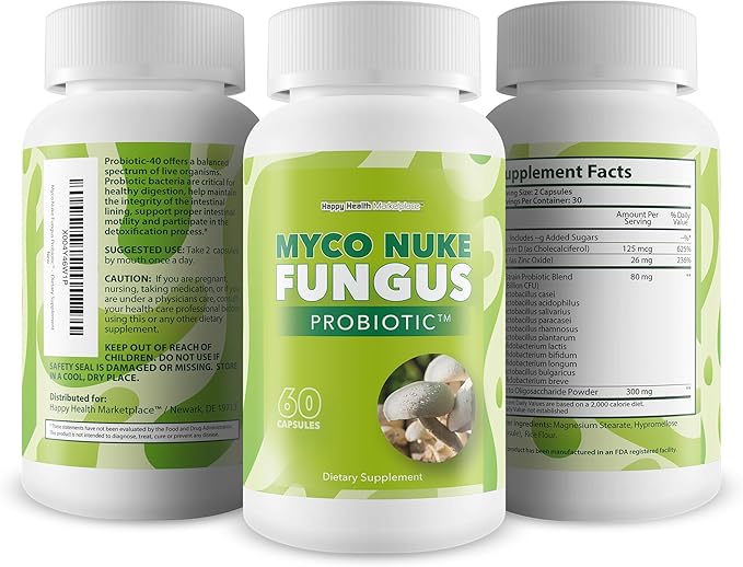 Myco Nuke Fungus Probiotic - Our Best Fungus Probiotics - Immune System Natural Nail Fungal Treatment for Toenail Support - Probiotic Myco Nuker with Vitamin D Fungal Pills - Fungi Nail