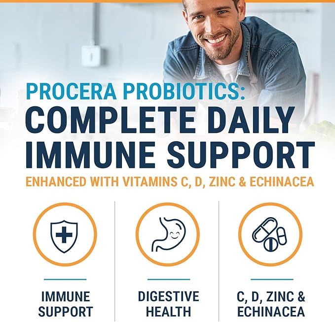 Procera Immune Probiotic 11 Billion CFU - 7 Probiotic Strains - Boost Defenses - Improve Digestion - Cleanse Intestinal Tract - Cold - Flu - Sick - Digestive &amp Immune Health - Lactobacillus - 30 C