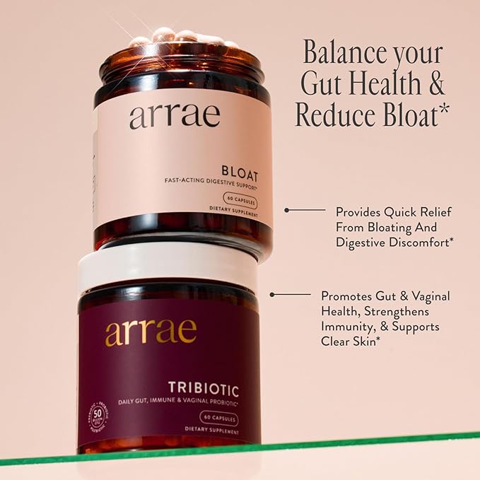 Arrae Fast-Acting Bloating Relief Digestive Enzymes All Natural Bloat Gas &amp Indigestion Relief Capsules (30 Count)
