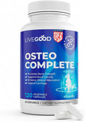 LiveGood Osteo Complete Bone and Joint Support with Highly Absorbable Calcium Glucosamine Eggshell Membrane Boron and Silica for Bone Density Flexibility and Mobility (90 Capsules)