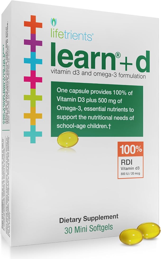 Lifetrients Learn+D - Vitamin D3 Omega 3 Formulation - 30 Mini Softgels