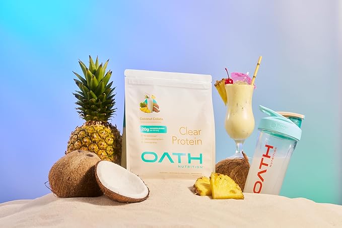 Oath Nutrition Clear Whey Isolate Protein Powder Coconut Colada 20g Complete Protein per Serving No Added Sugar Grass-Fed 21 Servings