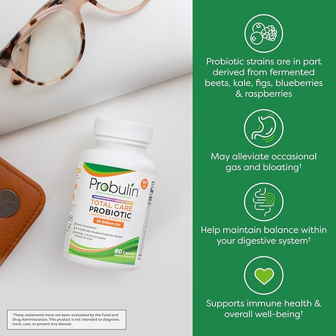 Probulin Total Care Pre + Pro + Postbiotic 20 Billion CFU 60 Vegan Capsules (Pack of 2)