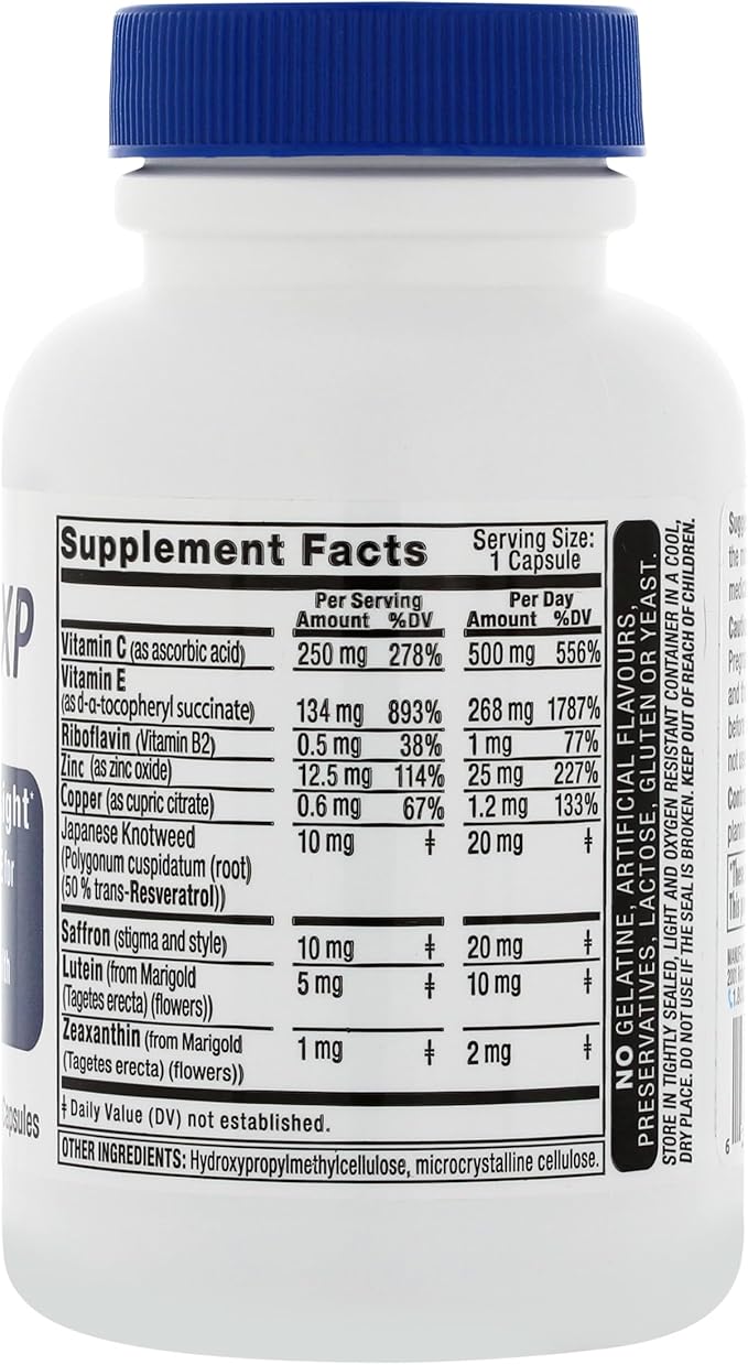 Saffron 2020-XP Supplement with Saffron Resveratrol Vitamins and Minerals Zeaxanthin and Lutein -60 Vegetarian Capsules