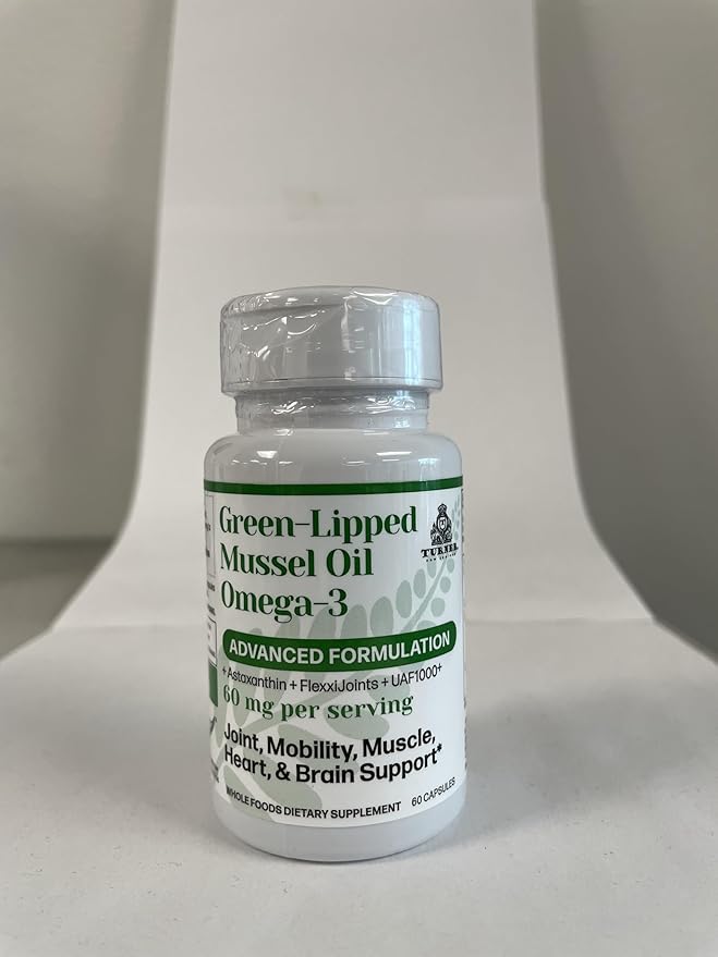 TURNER New Zealand Green Lipped Omega-3 Mussel Oil 53x Higher Potency with UAF1000+ Super Antioxidant No Fishy Aftertaste 2 Bottles 120 Softgels