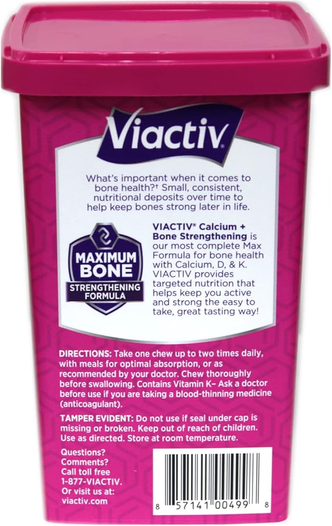 Viactiv Max Formula Calcium +Vitamin D3 Supplement for Bone Health Milk Chocolate 100 Soft Chews - 3 Pack