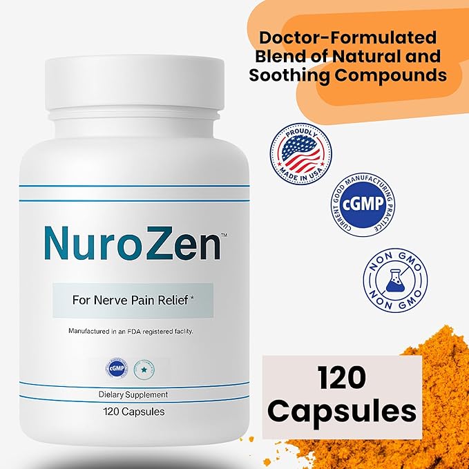 NuroZen Nerve Support Supplement – Alpha Lipoic Acid B1 B6 B12 Pureblend of MSM Turmeric – Advanced Neuropathy Support Formula for Nerve Health
