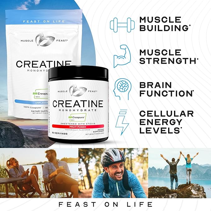 Muscle Feast Isolate + Creatine Bundle: 1 Whey Protein Isolate (Unflavored 2lb) + 1 Creatine Powder (Unflavored 300g) | Premium Supplements Vegetarian Gluten Free