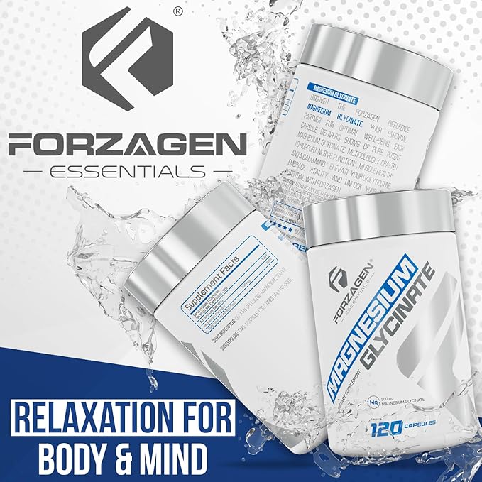 Forzagen Magnesium Glycinate Supplement 500mg 120 Capsules Essential Mineral Support for Nerve Function Muscle Health and Daily Wellness