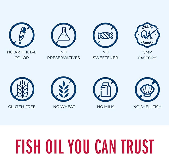 Vitamin World Triple Strength Omega 3 Fish Oil 1360 mg Supplement 950 mg Active Omega-3 Fatty Acids with EPA &amp DHA Supports Heart Brain &amp Joint Health Gluten Free 120 Softgels 4 Months S