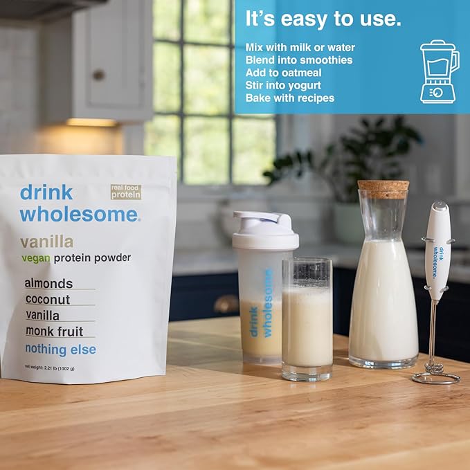 drink wholesome Chocolate and Vanilla Vegan Almond Protein Powder Bundle