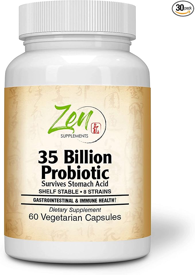 35 Billion Probiotic CFU with 8 Strains 60-Vegcaps - Sustained Release Technology Resist Stomach Acid Shelf Stable - Support for Healthy Digestion &amp Intestinal Ecology Favorable Intestinal Flora