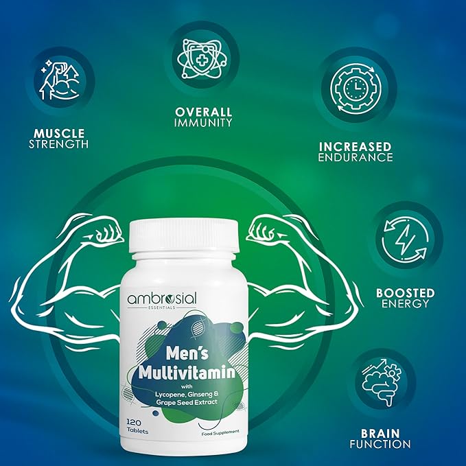 AMBROSIAL Men's Multivitamin Tablets for Men (Pack of 1-120 Tablets)