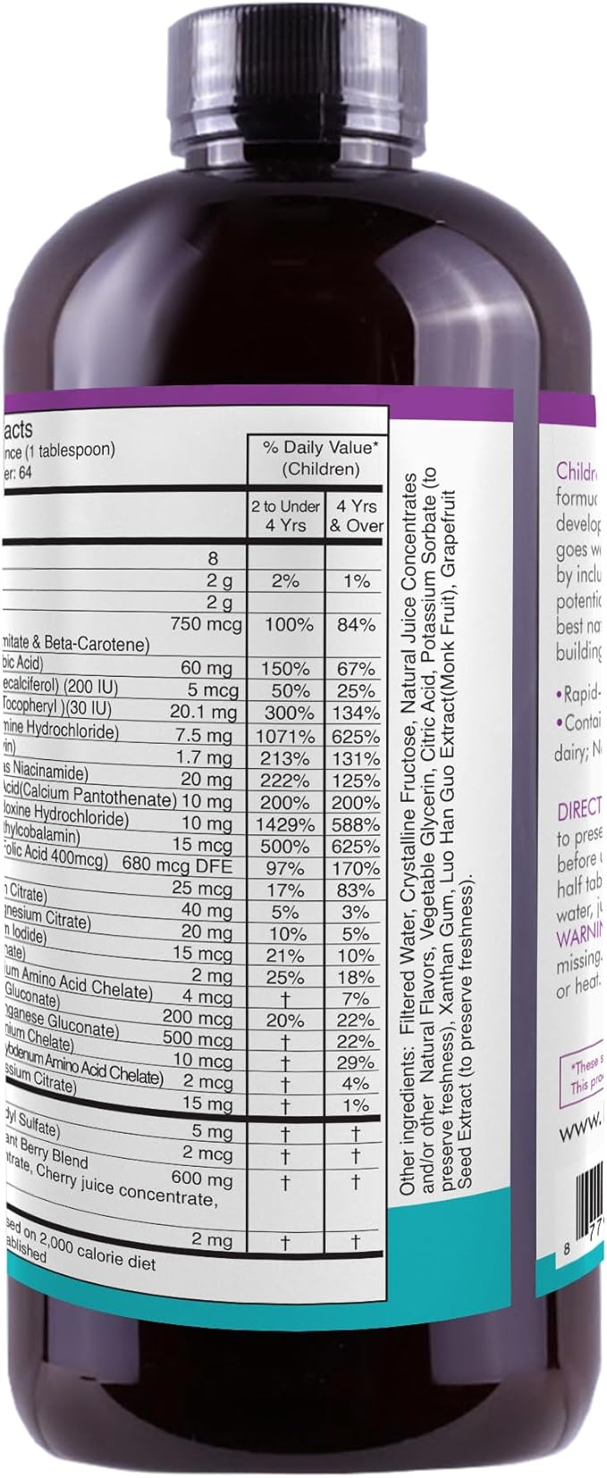 Children's Super MultiVitamins and Minerals | Professionally Formulated | Completely Natural | Liquid Dietary Supplement | 32 oz
