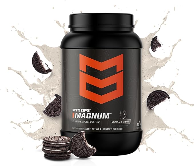 MTN OPS Magnum Protein Powder 23g Protein per Serving Whey Protein Blend with BCAAs Low Sugar Gluten Free 30 Servings Cookies &amp Cream