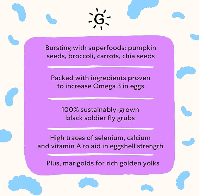 Grubbly Farms Omega Mix Chicken Treats for Laying Hens - Superfood and Omega-Rich Chicken Feed Supplement to Support Egg Production Strong Eggshells and Nutritious Yolks - 5LB