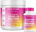 Pink Stork Muscle &amp Gut Health Bundle for Women | Vanilla Plant-Based Protein Powder with Fiber &amp Superfoods &amp Digestive Enzymes | Women’s Digestion Energy &amp Metabolism Support
