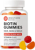 iRestore Biotin Gummies 10000 mcg - 3 Natural Fruit Flavors Hair Vitamins Multi Supplement for Hair Skin and Nails for Women &amp Men 60 Vegan Gummies 30 Day Supply