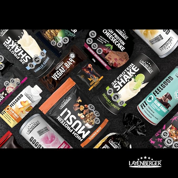 Layenberger High Protein Bar Fitness Power Bar Lots of Protein Low Sugar Pack of 18 (18 x 35 g) - Espresso-Nero