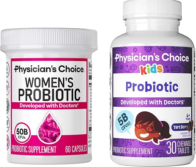 Physician's CHOICE - Women &amp Kids Digestive Care Bundle: Kids Probiotic + Women Probiotic 60ct