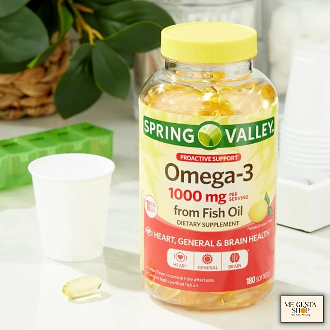 Spring Valley Omega-3 Fish Oil Soft Gels 1000 mg 180 Count + me gustas Sticker