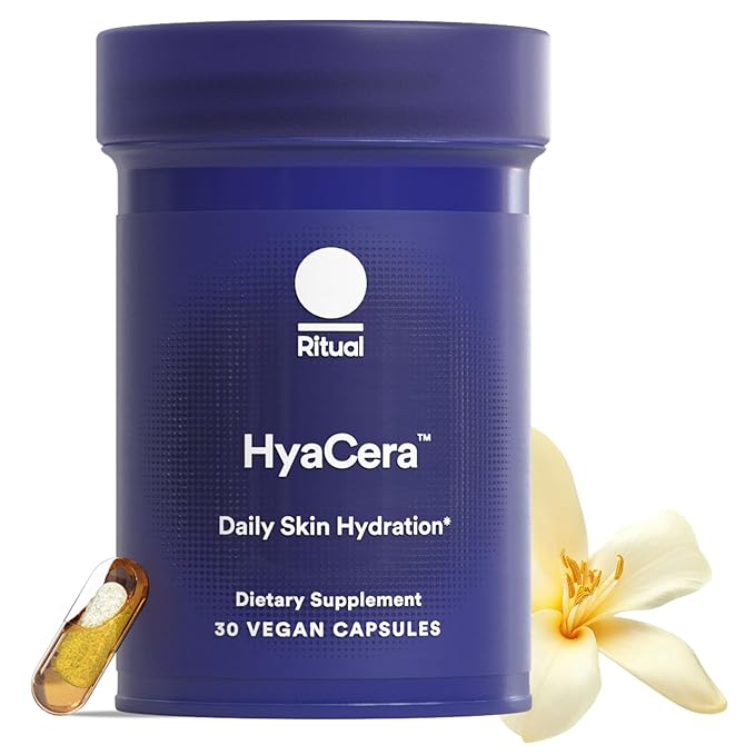 Ritual HyaCera Skin Supplement for Wrinkle Support with Hyabest® and Ceratiq® for Skin Hydration Support Hyaluronic Acid Glycolipids Ceramides Gluten Free Non GMO Vanilla Essence 30 Day Supply