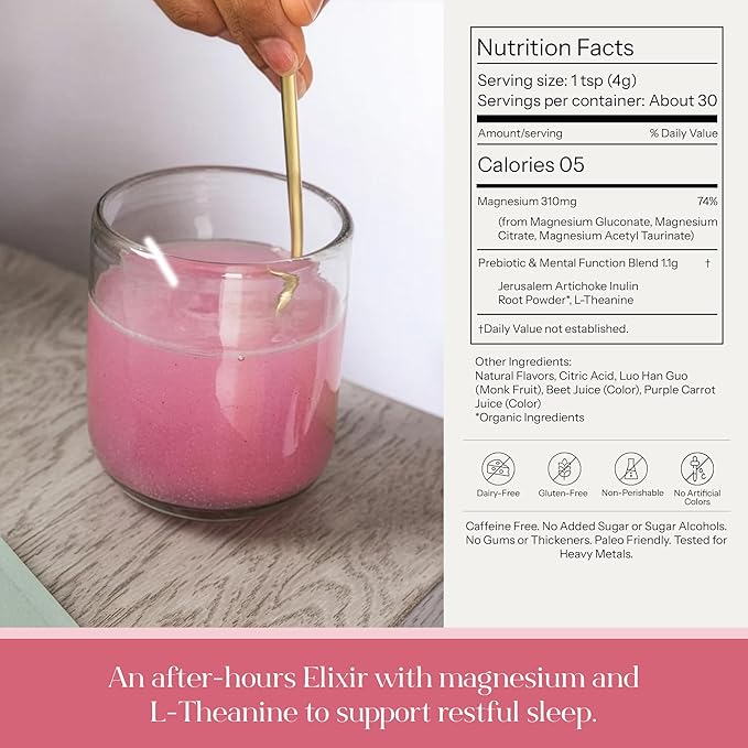 Kroma Calming + Restore Magnesium Powder – Magnesium Citrate with L-Theanine for Relaxation Sleep Cycle &amp Digestive Support – Muscle Recovery Supplement – Pomegranate Flavor – 4.4 oz 30 Servings