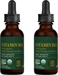 Global Healing Center - Vitamin B12 5000 mcg Organic Sublingual Liquid Drops | 3-in-1 Methylcobalamin Adenosylcobalamin Hydroxo Blend 1 Fl Oz (2-Pack)