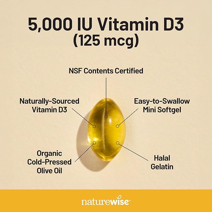 NatureWise [1] Vitamin D3 5000iu + Organic Olive Oil - 360 Mini Softgels[360-Day Supply] + (Pack of 2) Omega3 Fish Oil 1000mg + Vitamin E - Wild-Caught - 360 Softgels[180-Day Supply]