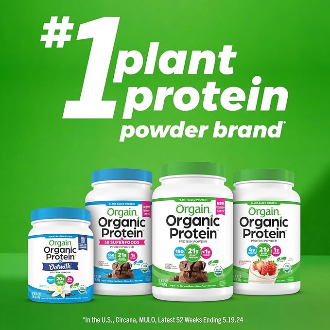 Orgain Organic Vegan Protein + 50 Superfoods Powder Bundle - Creamy Chocolate Fudge &amp Vanilla Bean 21g Plant Based Protein 2.02 lb Each