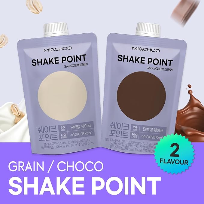 Protein Shake Point Powder - Roasted Grain Flavor (7 Pack) - 1.41oz (40g) Each High Protein Meal Replacement Korean Multigrain Power Drink Individually Portioned for Gym Office &amp Travel