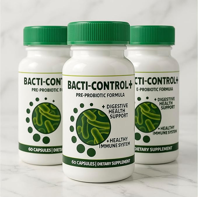 BACTI-Control+ Pre-Probiotic Formula | 3 Bottles Pack | Dietary Supplement Capsules | 60 Capsules Per Bottle | Daily Wellness Routine Support | Clean Label | Convenient Multi-Bottle Supply