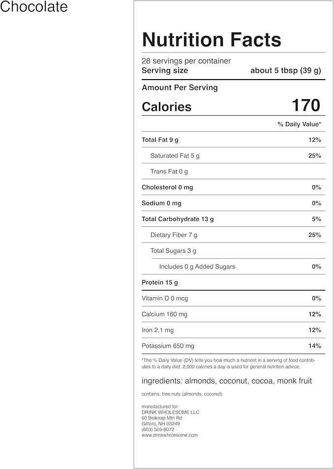 drink wholesome Chocolate and Vanilla Vegan Almond Protein Powder Bundle
