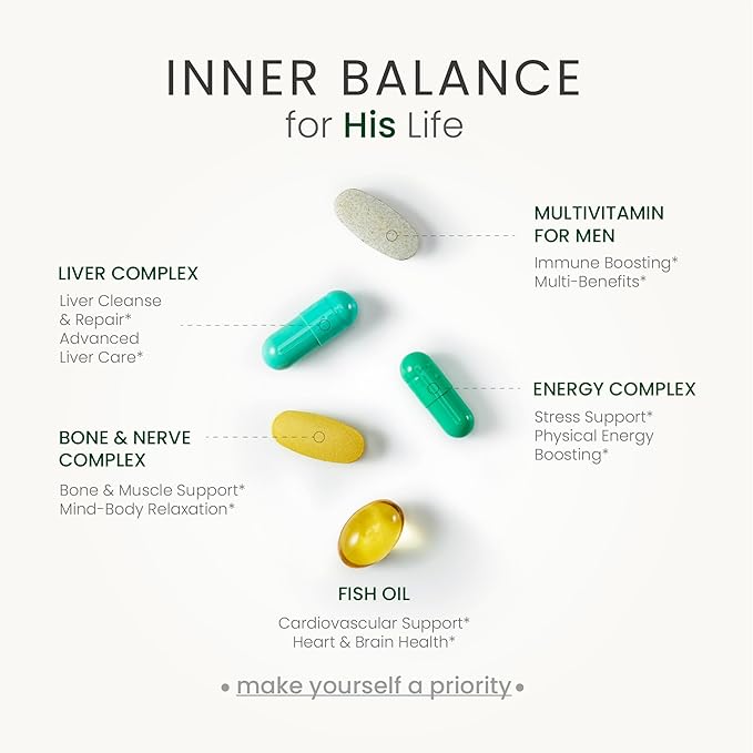 Multivitamin for Men All-in-One Vitamin Packs for Liver Support Energy Production Bone Health Stress Relief Made in USA 30 Servings