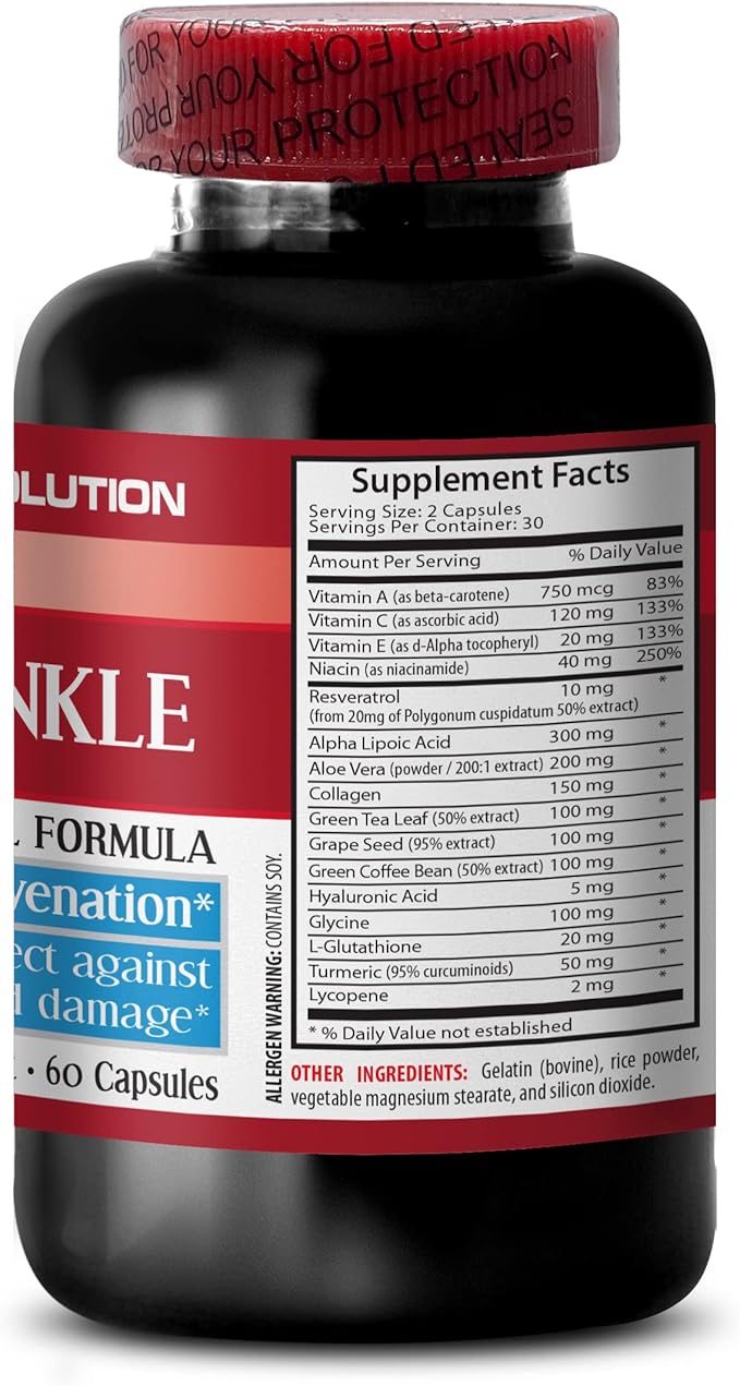 anti wrinkle capsules for face - ANTI-WRINKLE COMPLEX - Skin minerals Anti-aging supplement Vitamin E collagen serum anti wrinkle alpha lipoic acid anti wrinkle pills for women 2 Bot 120 Caps