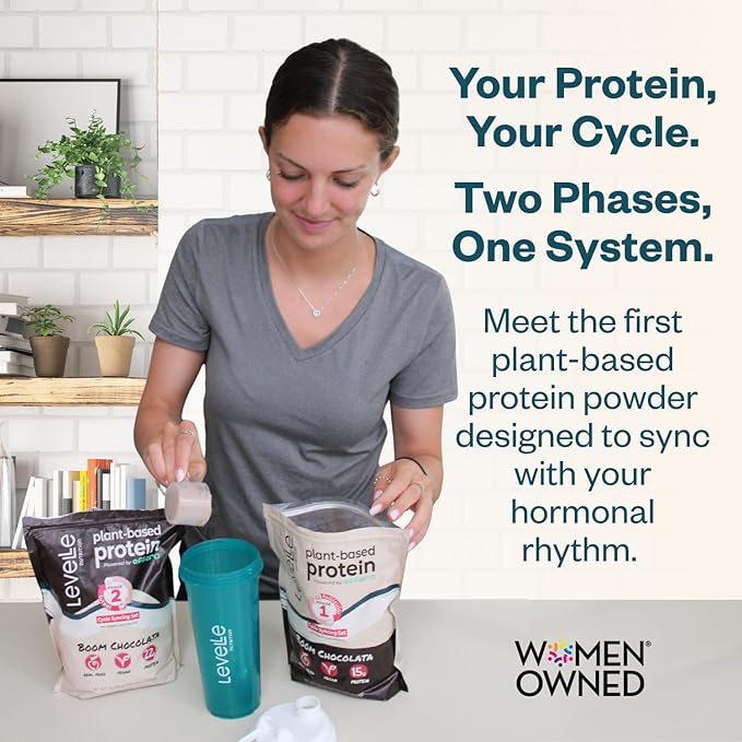 Boom Chocolata Cycle-Syncing Plant-Based Protein Powder | Pea &amp Pumpkin Protein | Gut-Friendly with Iron Fiber &amp Vegan Lactoferrin | Bulk Case of 12 (Phase 2: Luteal)
