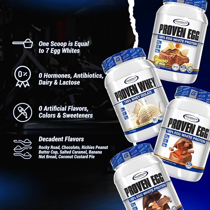 Gaspari Nutrition Proven Egg 100% Egg White Protein 25g Protein Keto Friendly Dairy Free Lactose Free Soy Free (1lb Peanut Butter)