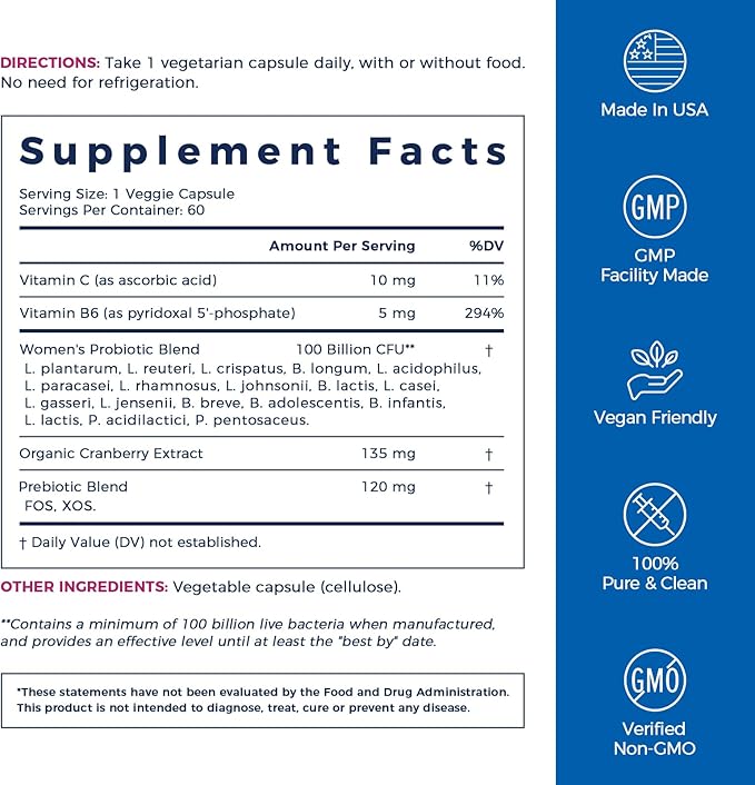 NewRhythm Women's Premium Bundle: Vaginal Health with P-5-P &amp Vitamin C + Menopause Relief with Botanicals 18 Strains 90 Capsules