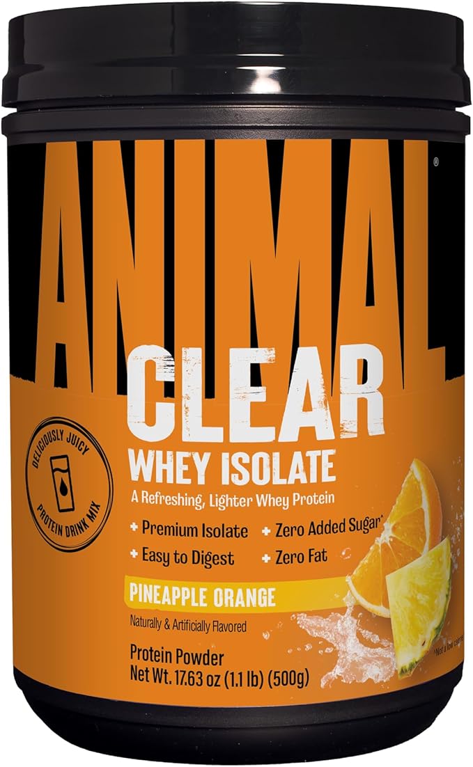 Clear Whey Isolate Protein Powder - Easy to Digest and Mix 5g BCAA Deliciously Juicy Refreshing Anytime Drink for Men and Women Pineapple Orange 500g (20 Servings)