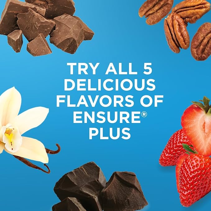 Ensure Plus Milk Chocolate Nutrition Shake with Fiber | Meal Replacement Shake | Ready to Drink | 16g Protein and 27 Vitamins and Minerals | 8 fl oz - 24 Pack