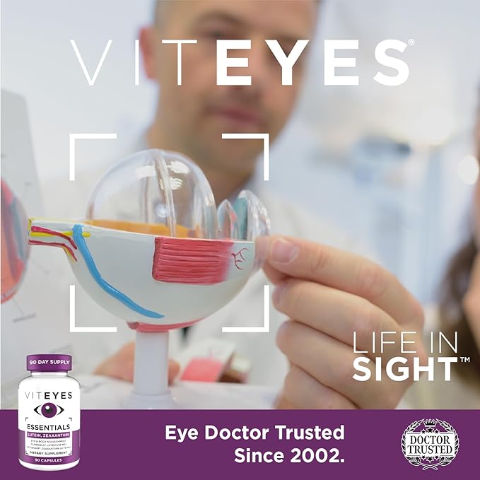 Viteyes Essentials Eye Health Dietary Supplement Lutein &amp Zeaxanthin for Macular Support 90 Capsules