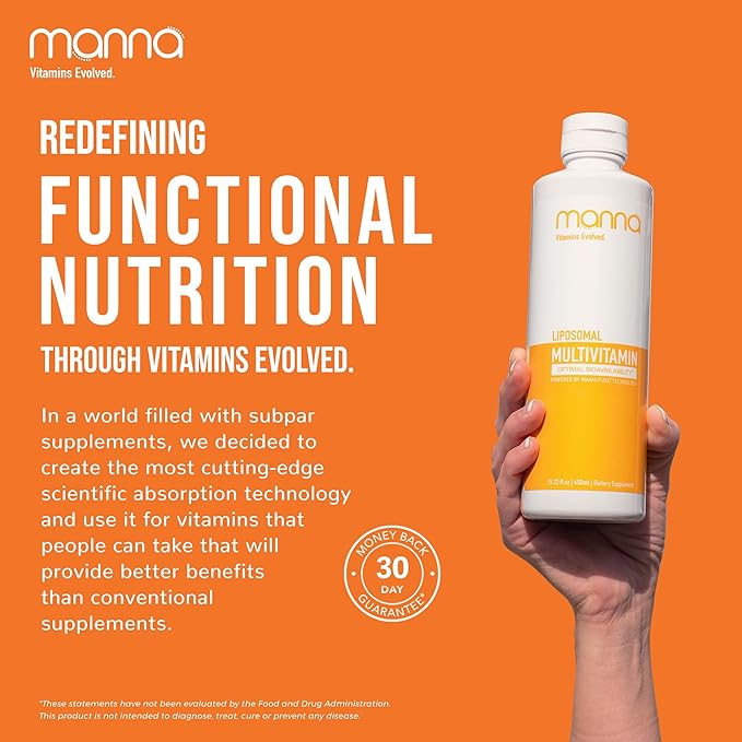 Manna Vitamins Evolved Liposomal Multivitamin - Daily Multivitamin Provides 20 Vitamins and Minerals - Multivitamins for Men and Women - Boosts Immune System Supports Energy and Metabolism