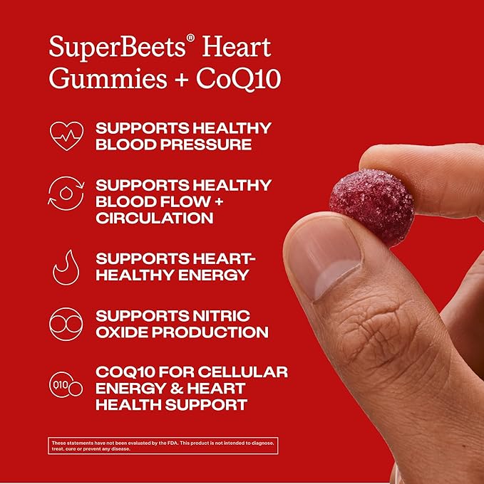 Humann SuperBeets Heart Gummies Advanced - CoQ10 150 mg Plus Beet Root Powder &amp Grape Seed Extract 120 Count