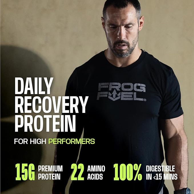 Frog Fuel Power Regular Protein Shot 15g Protein Nano-Hydrolyzed Grass Fed Collagen Post Workout Gluten Free Fat &amp Sugar Free 22 Amino Acids 0 Carbs Berry 1 oz Packets 24 Pack